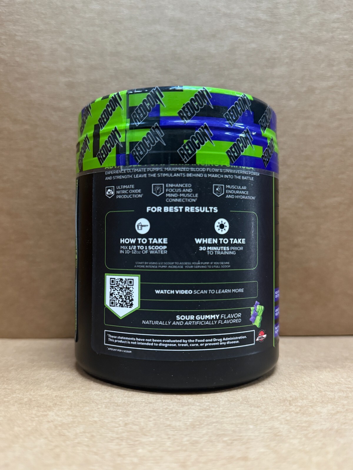 REDCON1 TOTAL WAR PUMP Sour Gummy Bear Stim Free Pre-Workout 30 Serv 2027 EXP