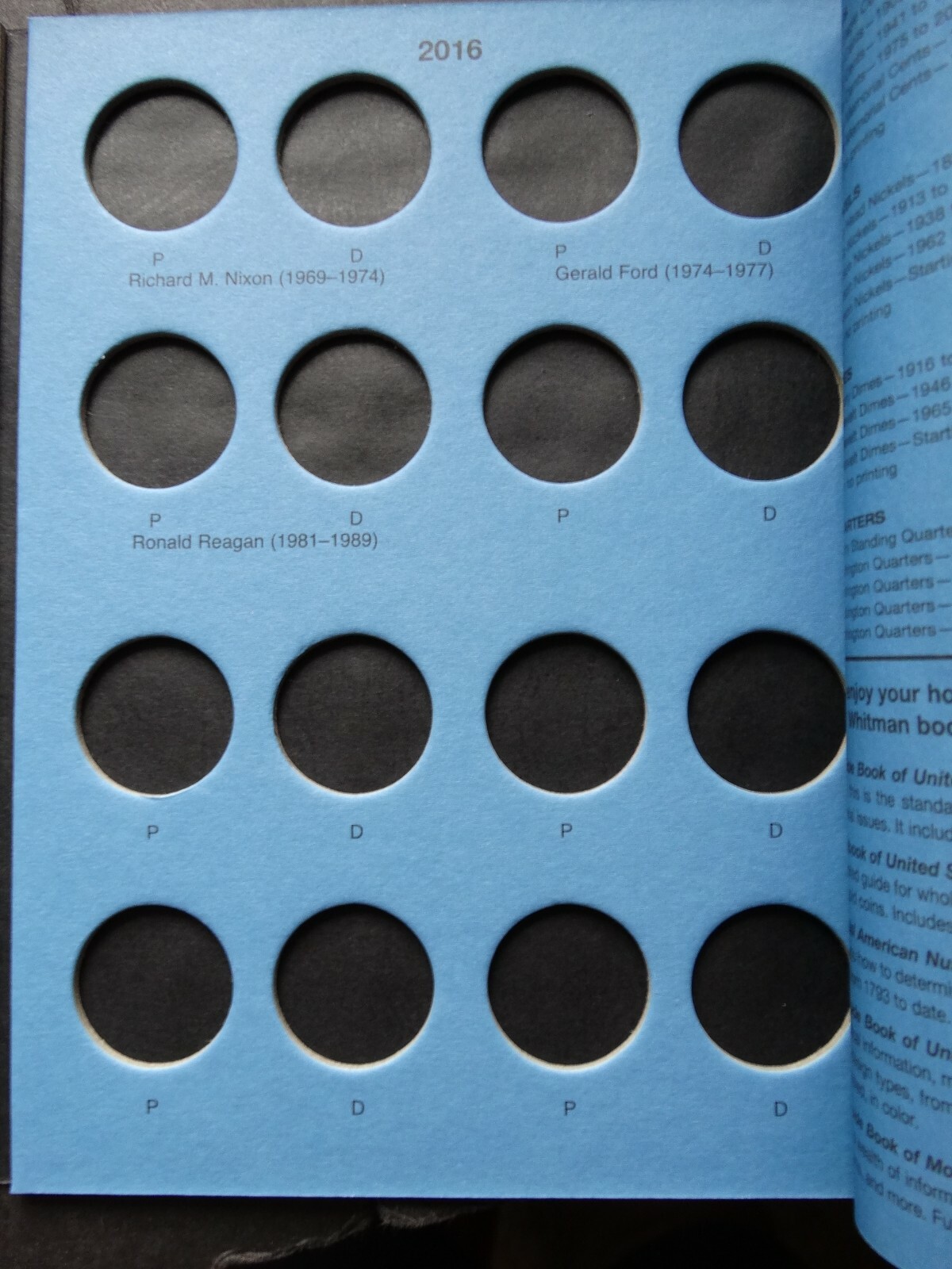 Set of 2 Whitman Presidential Dollar P&D Coin Folder 1 & 2 2007-2017 Album Book