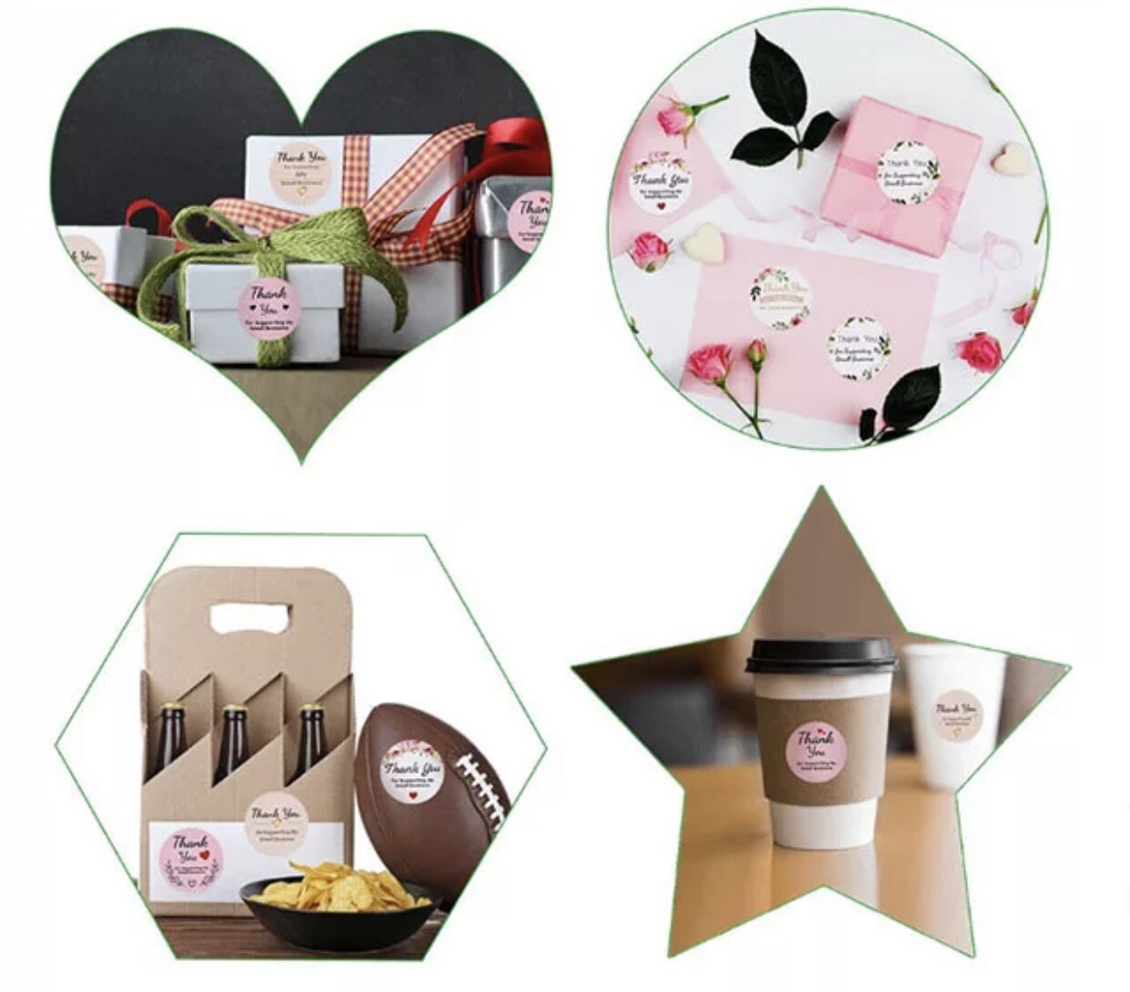 2 Roll of 1000Pcs 1" Thank You Stickers Handmade DIY Party Flowers Round Labels