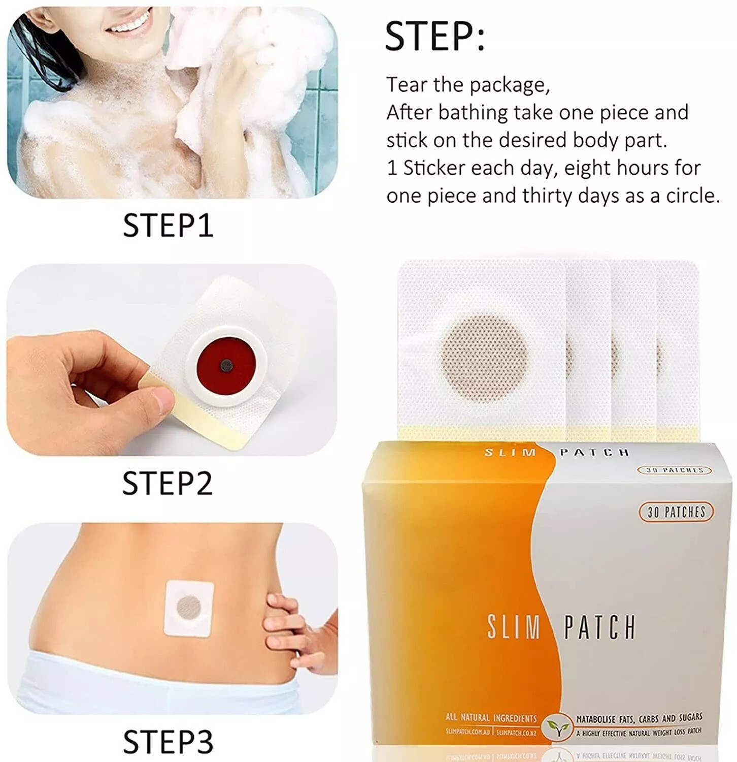 The Authentic & Original Slim Patch - Highly Effective Natural Weight Loss 30 Ct