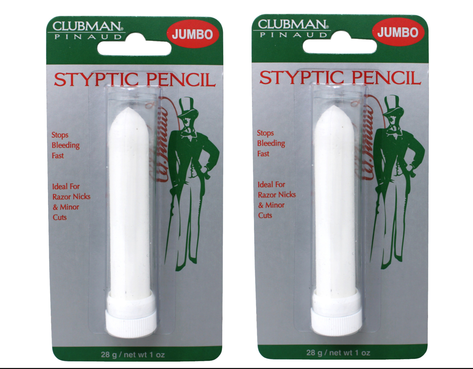 Clubman Pinaud Jumbo Styptic Pencil, 1 oz - Fast Bleeding Relief - 2 Pack