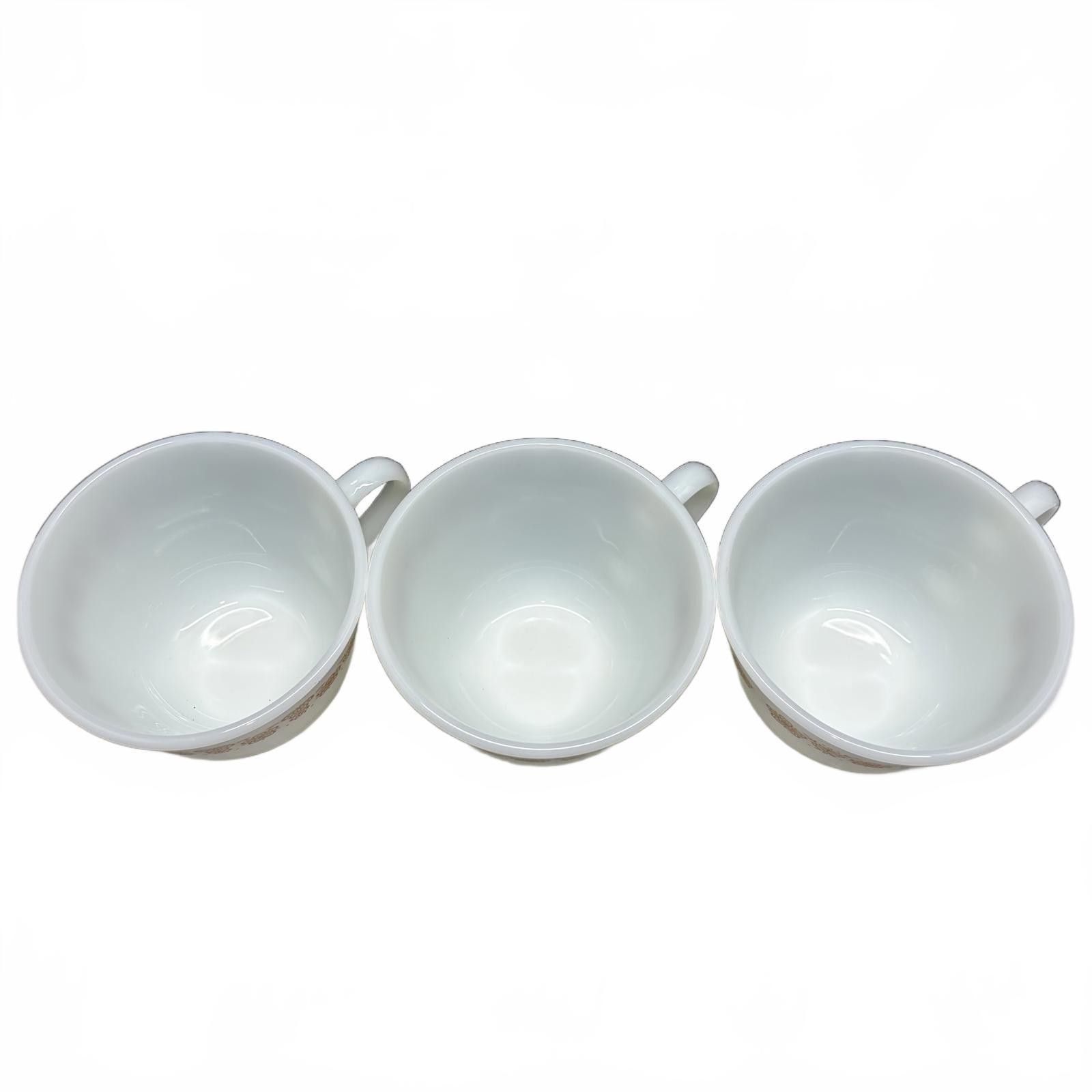 Set of 3 Vintage Corning Pyrex Butterfly Gold milk glass coffee cups