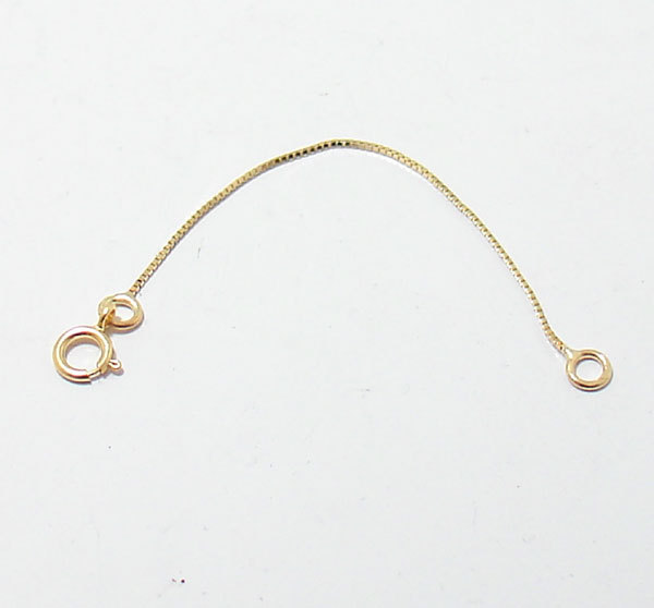 Baby Box Chain Necklace Pendant Extender Solid Real 14K Yellow Gold 0.6mm