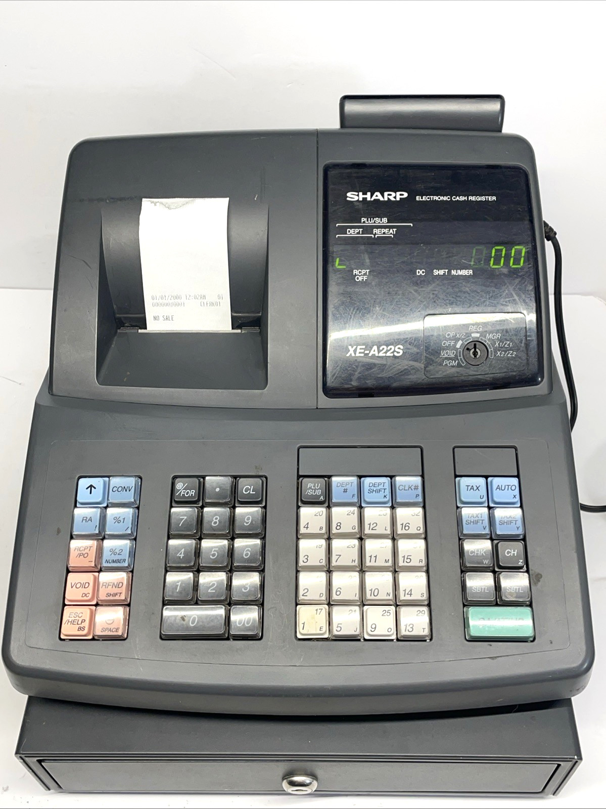 Sharp XE-A22S Electronic Cash Register Thermal Print Tested No Key Read Desc