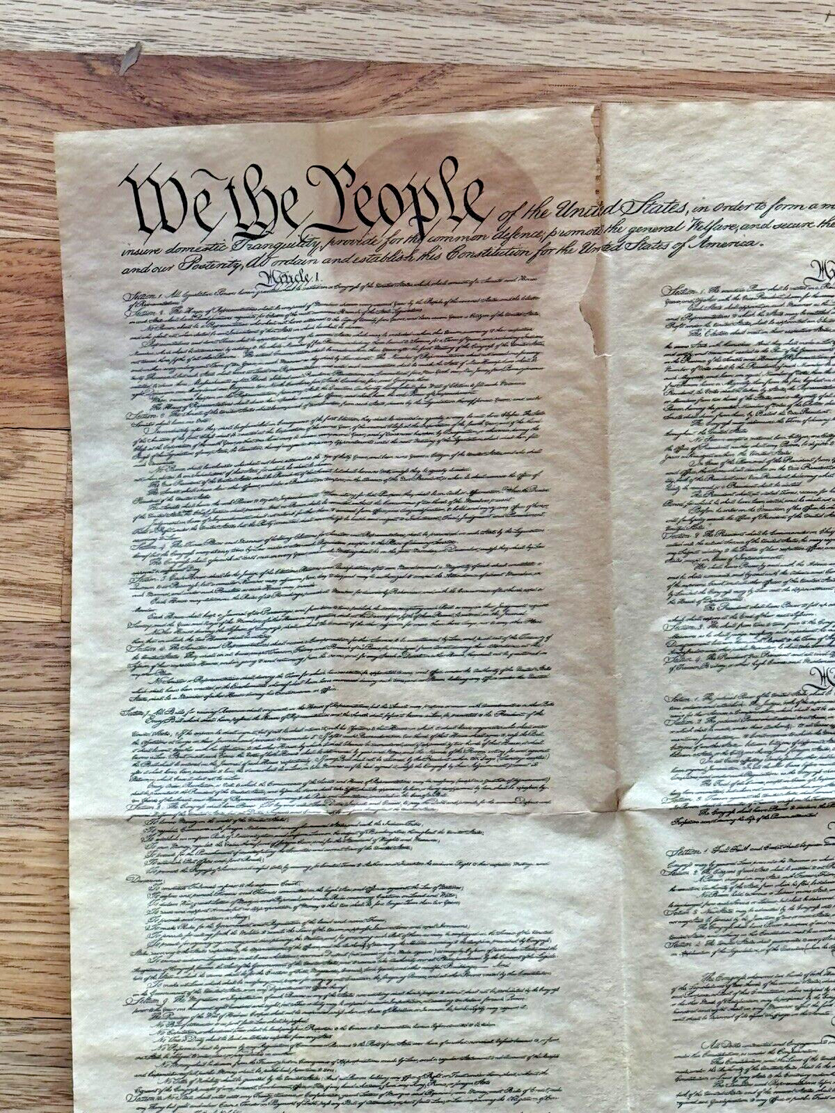 Constitution of the United States 1787 Reproduced on Antiqued Parchment Paper