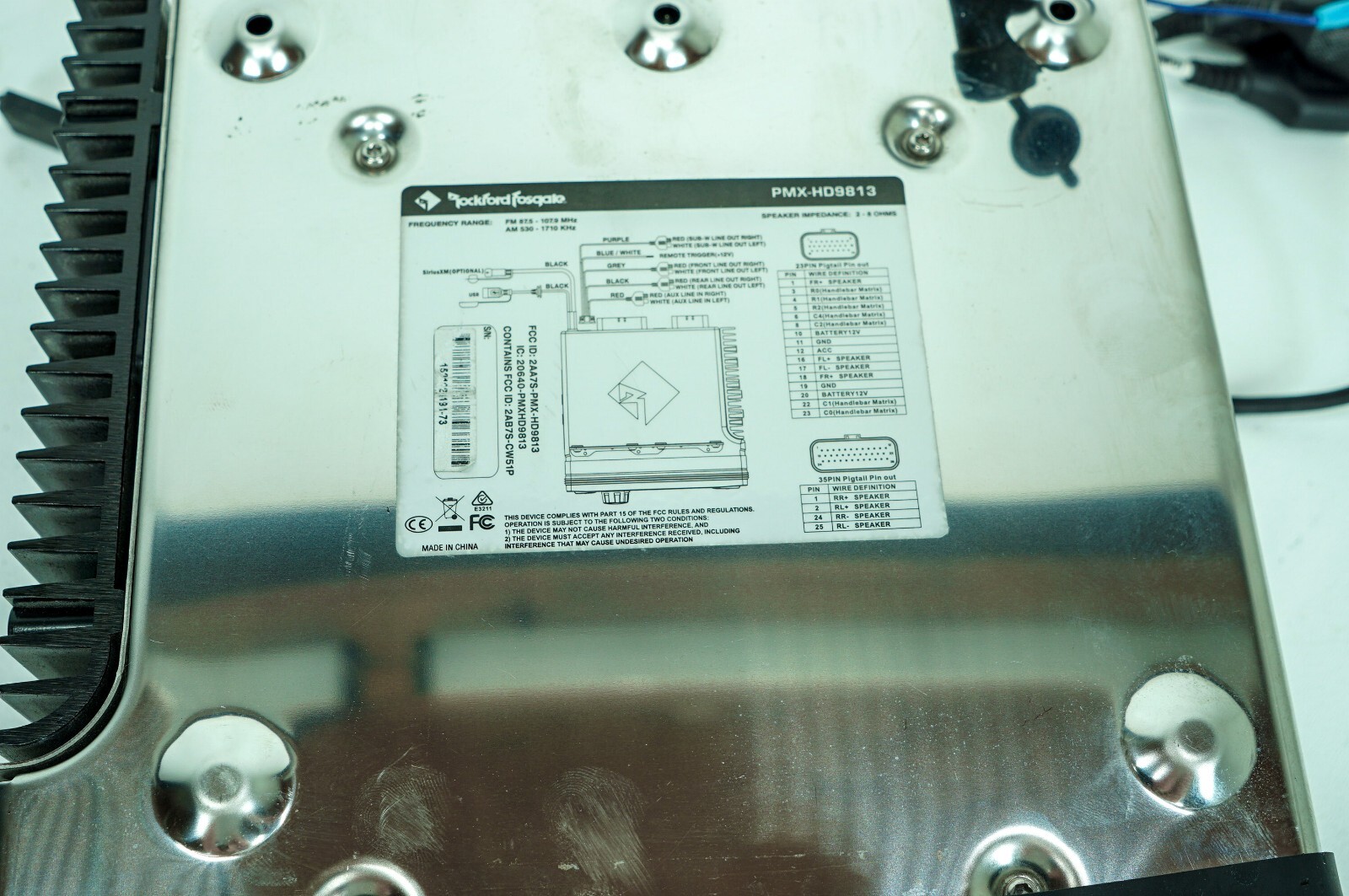 12 Harley Road Glide Touring Rockford Fosgate Media Receiver DAMAGED HD9813 1325