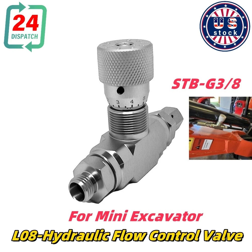 3/8" L08 - Hydraulic Flow Control Valve - STB-G3/8 - Mini Excavator-In Stock USA