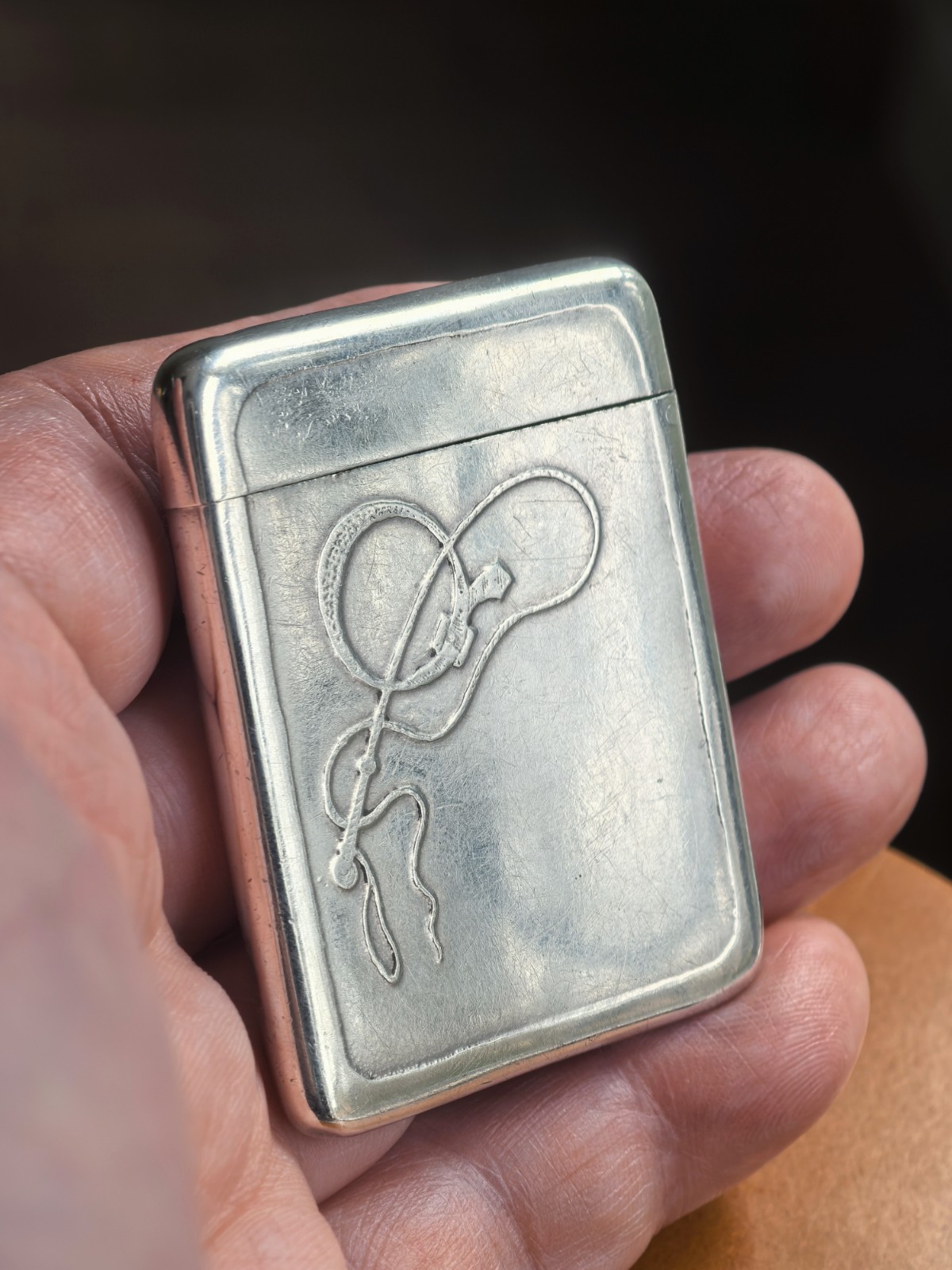 Antique Heavy Sterling Silver Bulldog Match Safe/Vesta Case Exquisite Detail