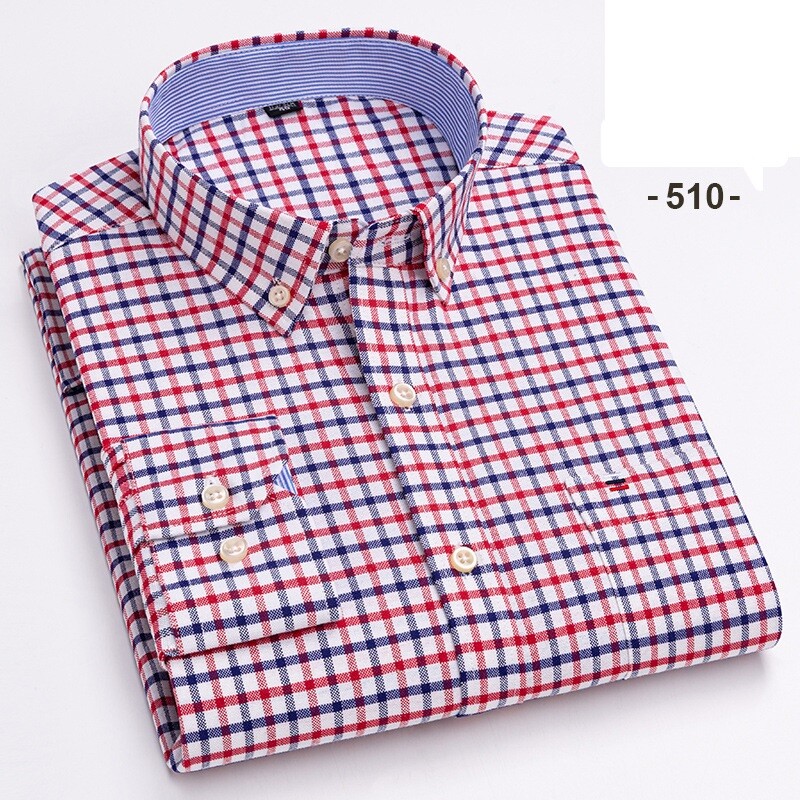 Men's Oxford Cotton Dress Shirt Long Sleeve Formal Business