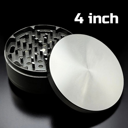 Extra Large Grinder 4 inch XL Herb & Spice, Tobacco Crusher 4 piece (Black)