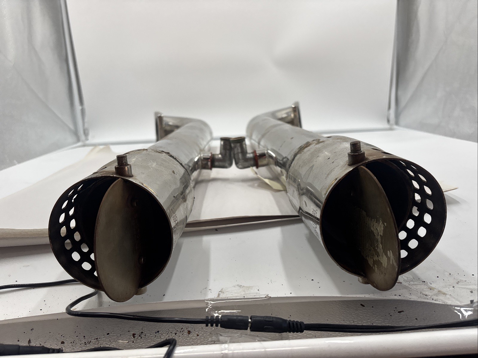 Stainless Exhaust Tail Pipe Risers Set shotgun marine