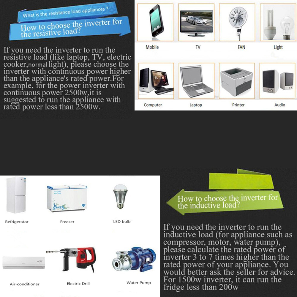 2500W Power Inverter 12V/24V/48V DC to 110V 120V AC 60HZ Pure Sine Wave From US