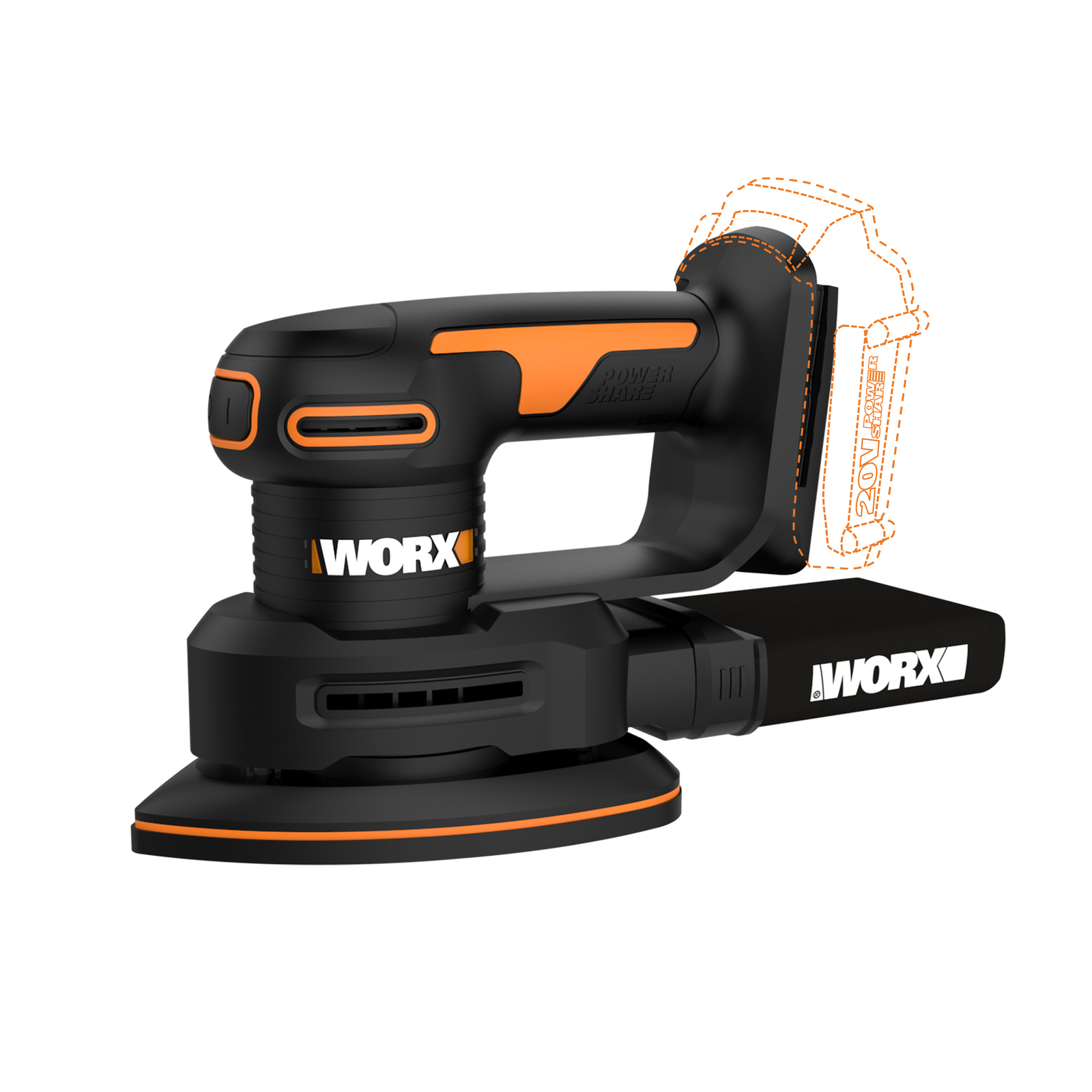 WX822L.9 Worx 20V Powershare Detail Sander (Tool Only)