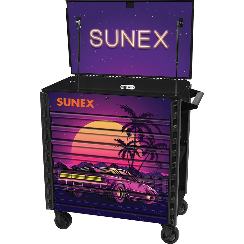 Premium Full Drawer Service Cart with Retro Graphics SUU-8057XTBKRETRO