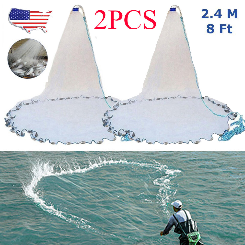 Heavy Duty Fishing Cast Net Bait Easy Throw Hand Cast Strong Tire Trap Line Mesh