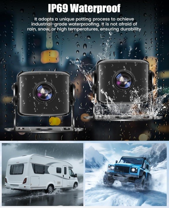 5 Ch Camera System for Truck & RV 10.36” IPS Touchscreen 5 1080P HD Cameras IP69