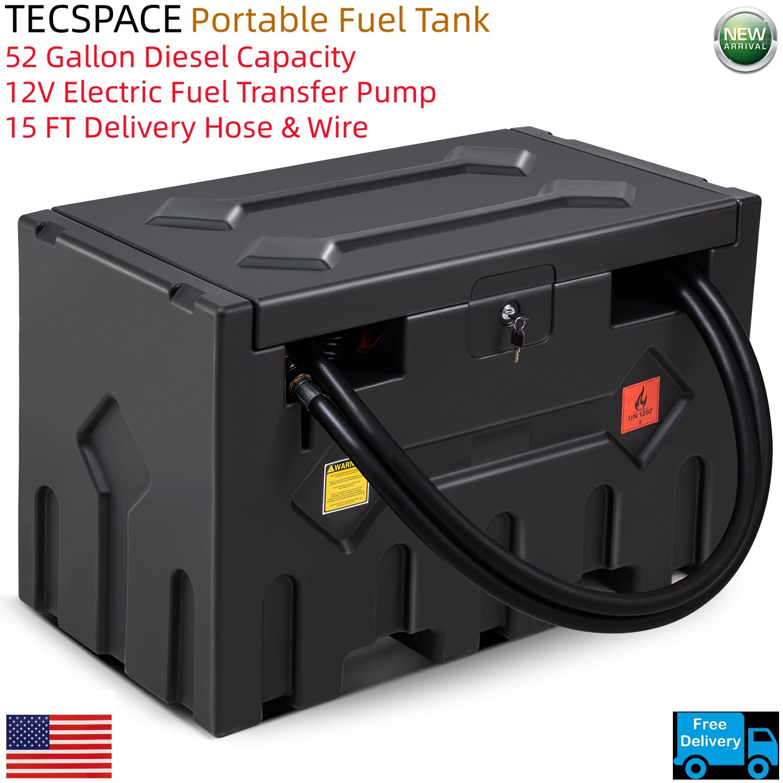 LoJok 4-Color Portable 52 Gallon Diesel Tank with 12V Electric Transfer Pump