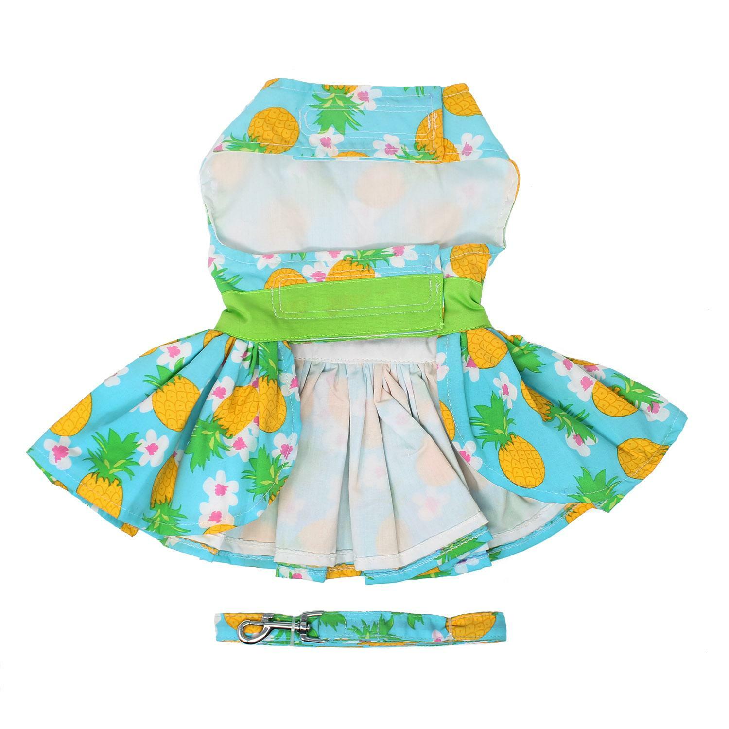 Doggie Design Pineapple Luau Dog Harness Dress with Matching Leash XS-S-M-L-XL