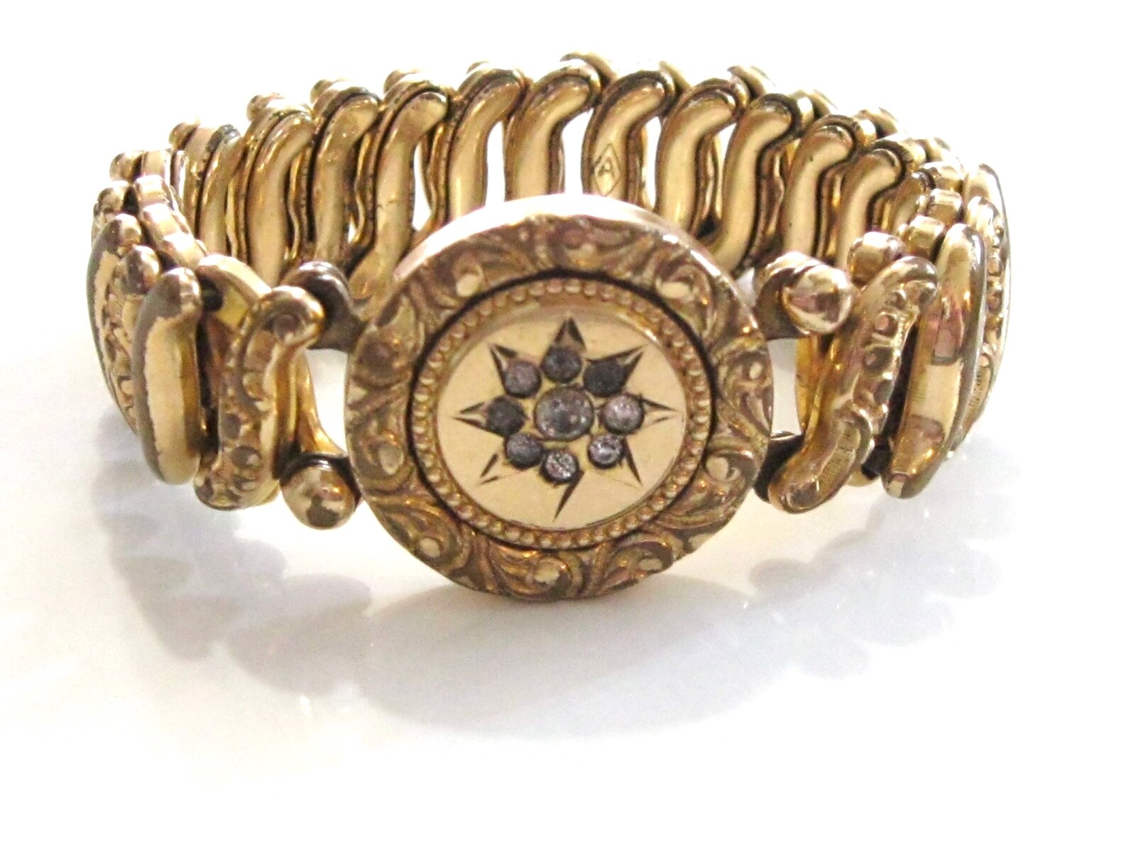 VINTAGE 1940'S WWII ERA SWEETHEART EXPANSION STRETCH BRACELET w RHINESTONES ACME