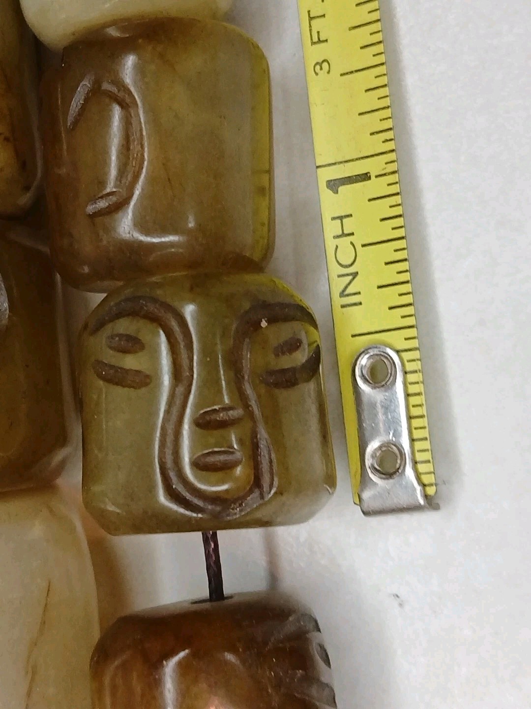 Antique Vtg Original China Tibetan Carved Prayer Jade Beads Buddha