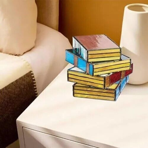 Stained Resin Stacked Books Lamp Tiffany Style Table Lamp Home Decor Book Lamps