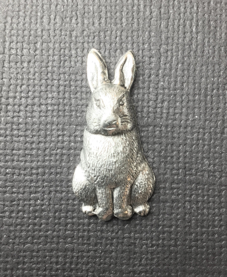 42134 2 Pc Matte Silver Oxidized Rabbit Brass Jewelry Finding
