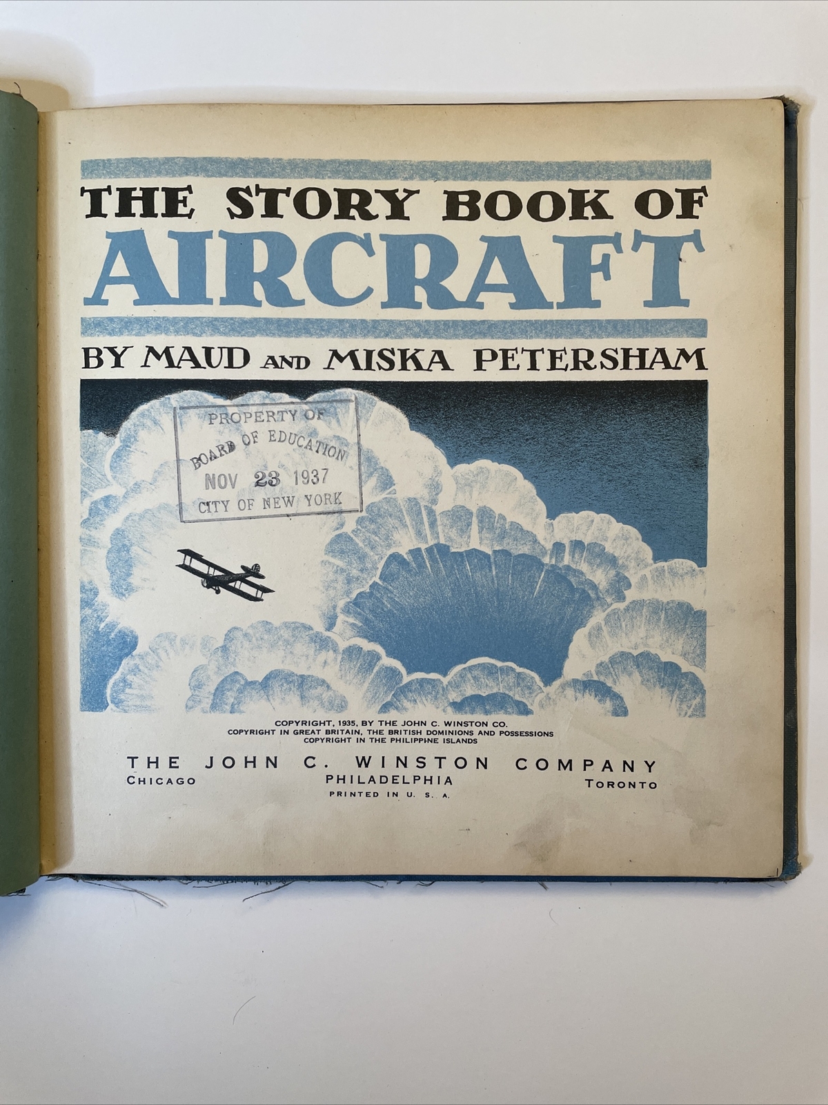 1935 Edition - The Story Book of Aircraft - Maud & Miska Petersham - Aviation