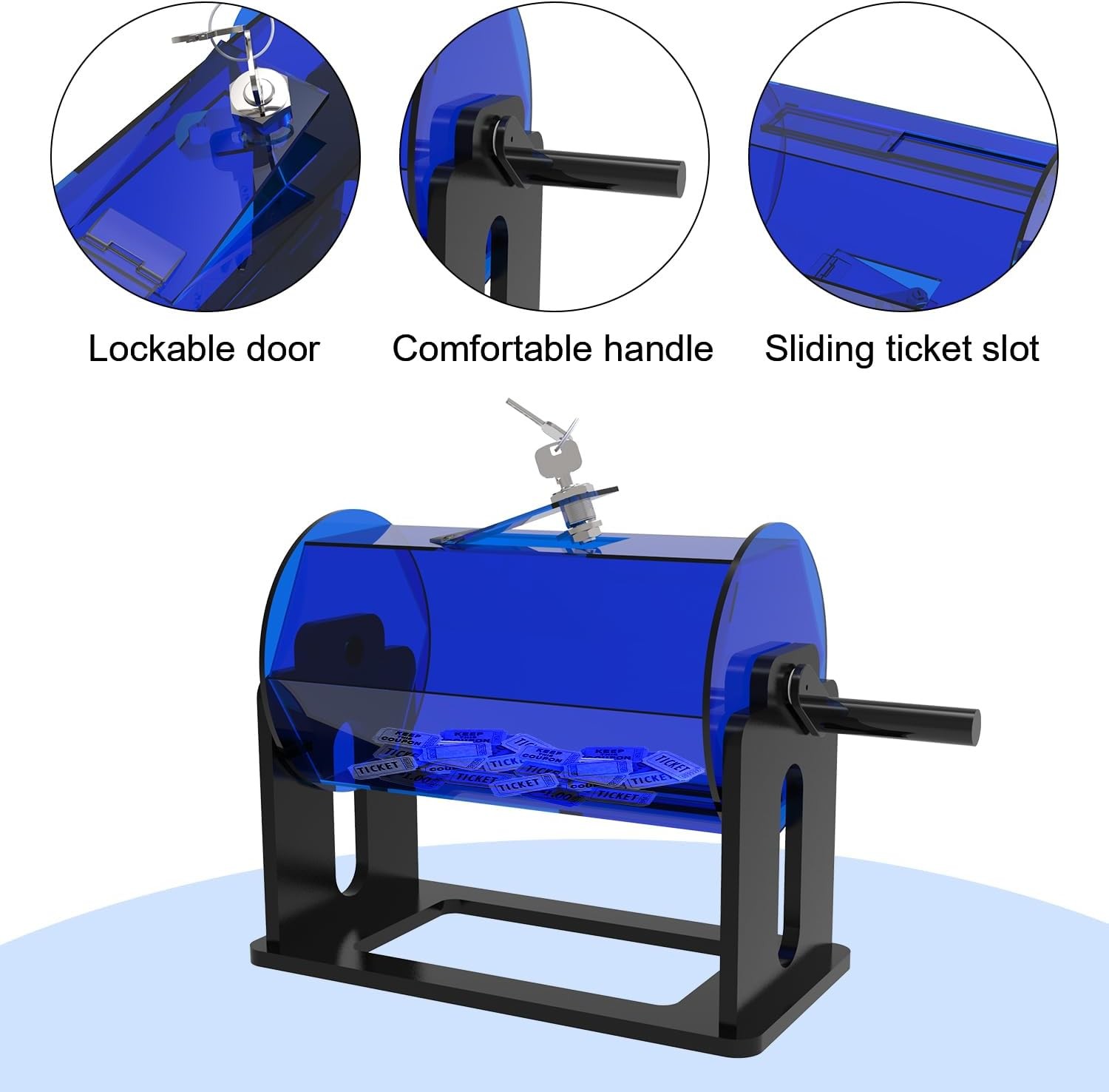 Raffle Ticket Spinner Raffle Drum: Acrylic Rotating Lottery Box with Handle ...