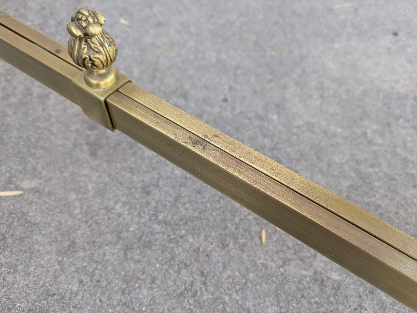 Vintage La Barge Style Glass Brass Console Table Flame Tip Hollywood Regency