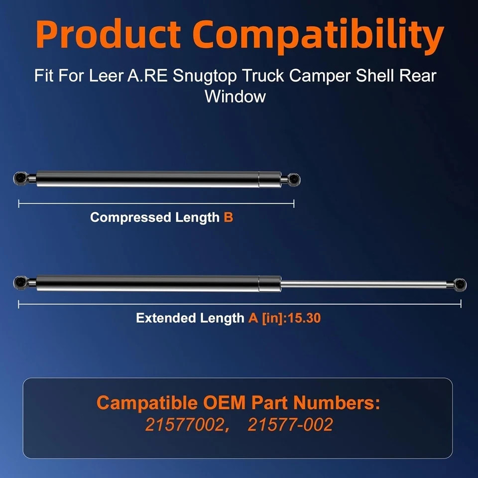 Qty (2) 21577002 15.3in 15in Gas Shock Sturt Spring Lift Support for 21577-002