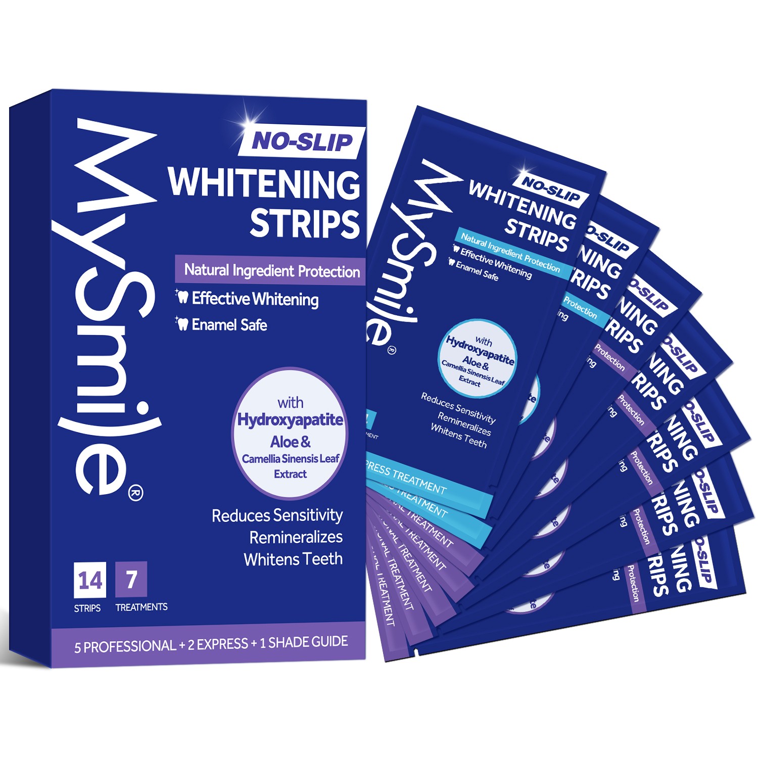 MySmile Teeth Whitening Strips 14pcs Non Sensitive Enamel-Safe Non-Slip 7 Days