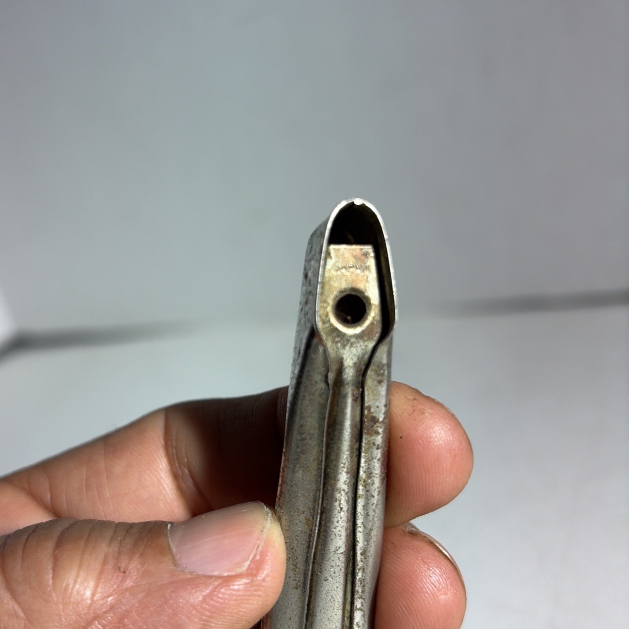 Vintage Single Mid Century Modern Silver Tone Metal Drawer Pull Handle Japan