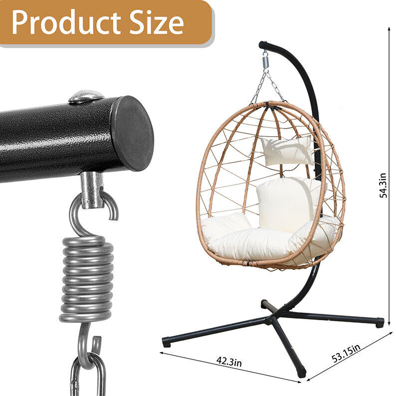 VIXLON Hanging Egg Swing Chair w/Stand Hammock Patio Chair Cushions Outdoor