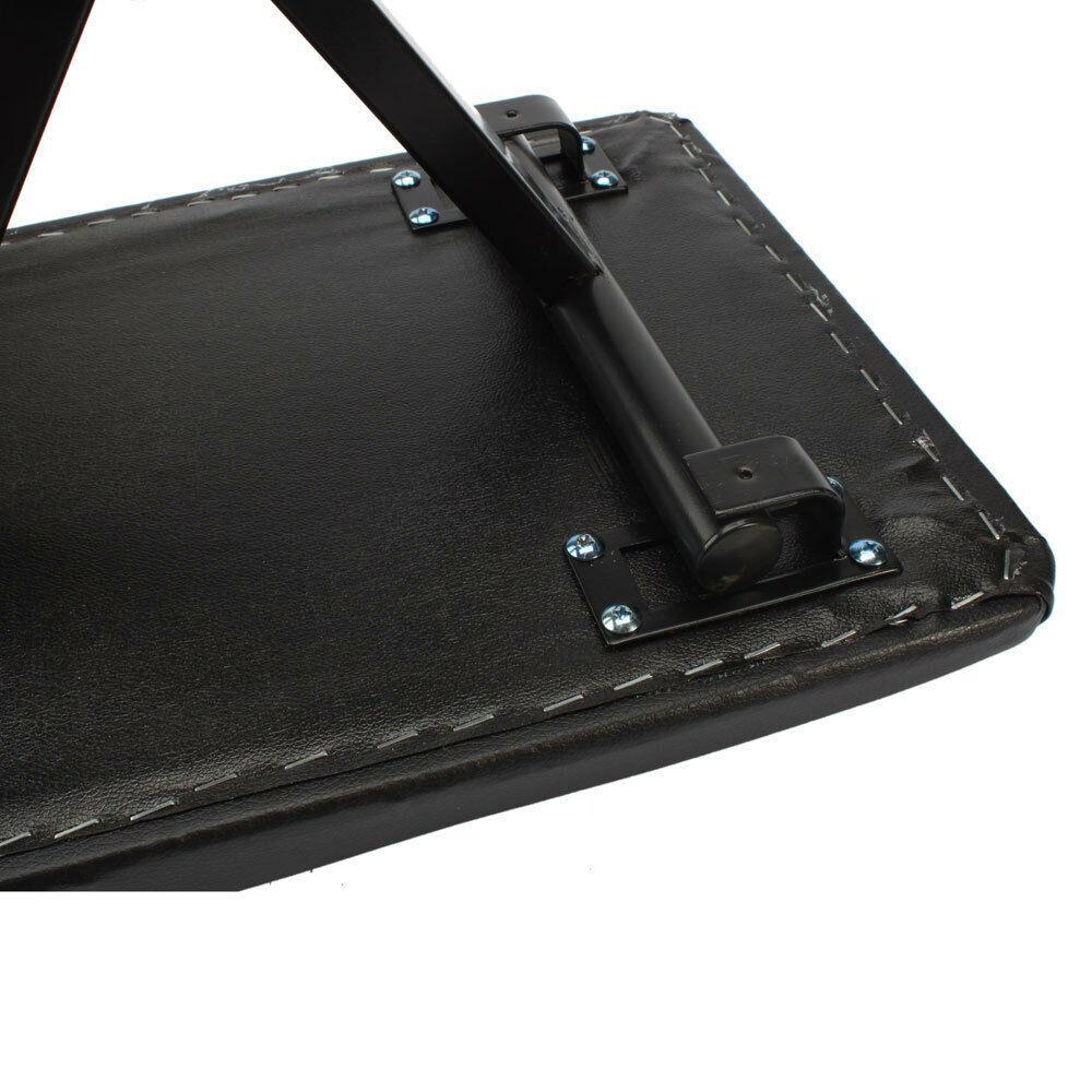 Black Adjustable Piano Keyboard Bench Leather Padded Seat Folding Stool Chair