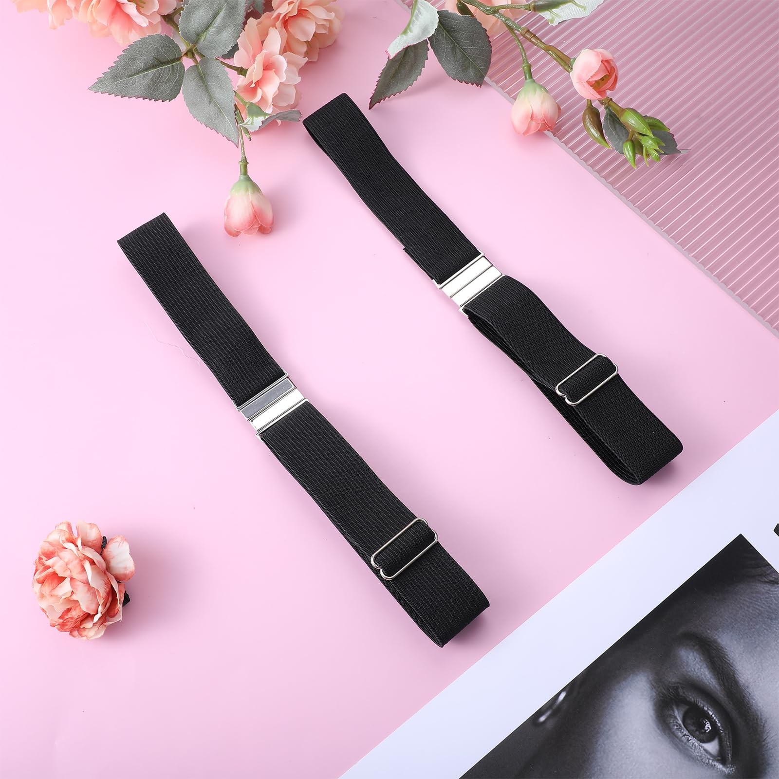 2PCS Plus Size Thigh Garter Belt Adjustable High Elastic Leg Garters Set