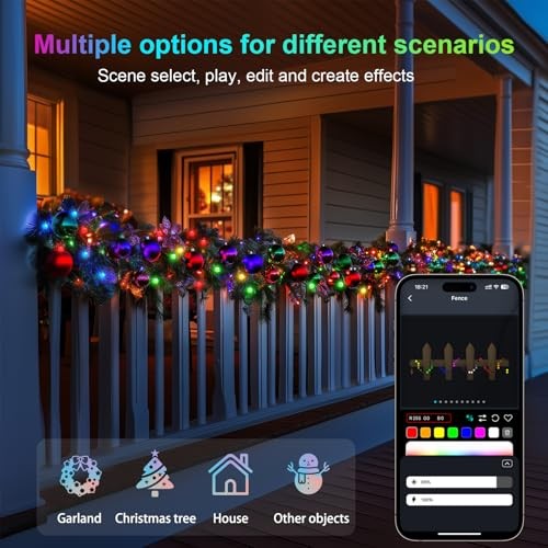 16.4Ft Smart Globe String Lights, 25 Dimmable RGB Mini Color 16.4ft-25LED Black