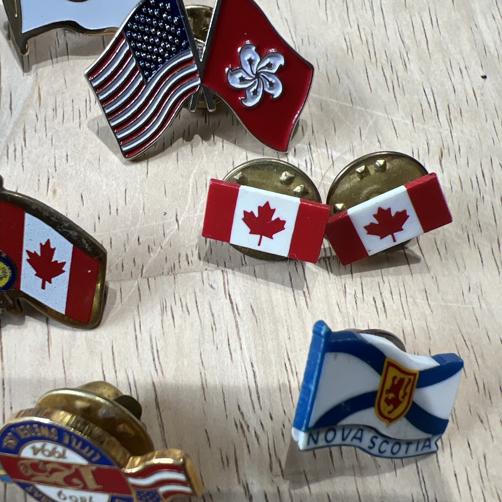 Lot Of 10 Vintage Country Flag Pinbacks