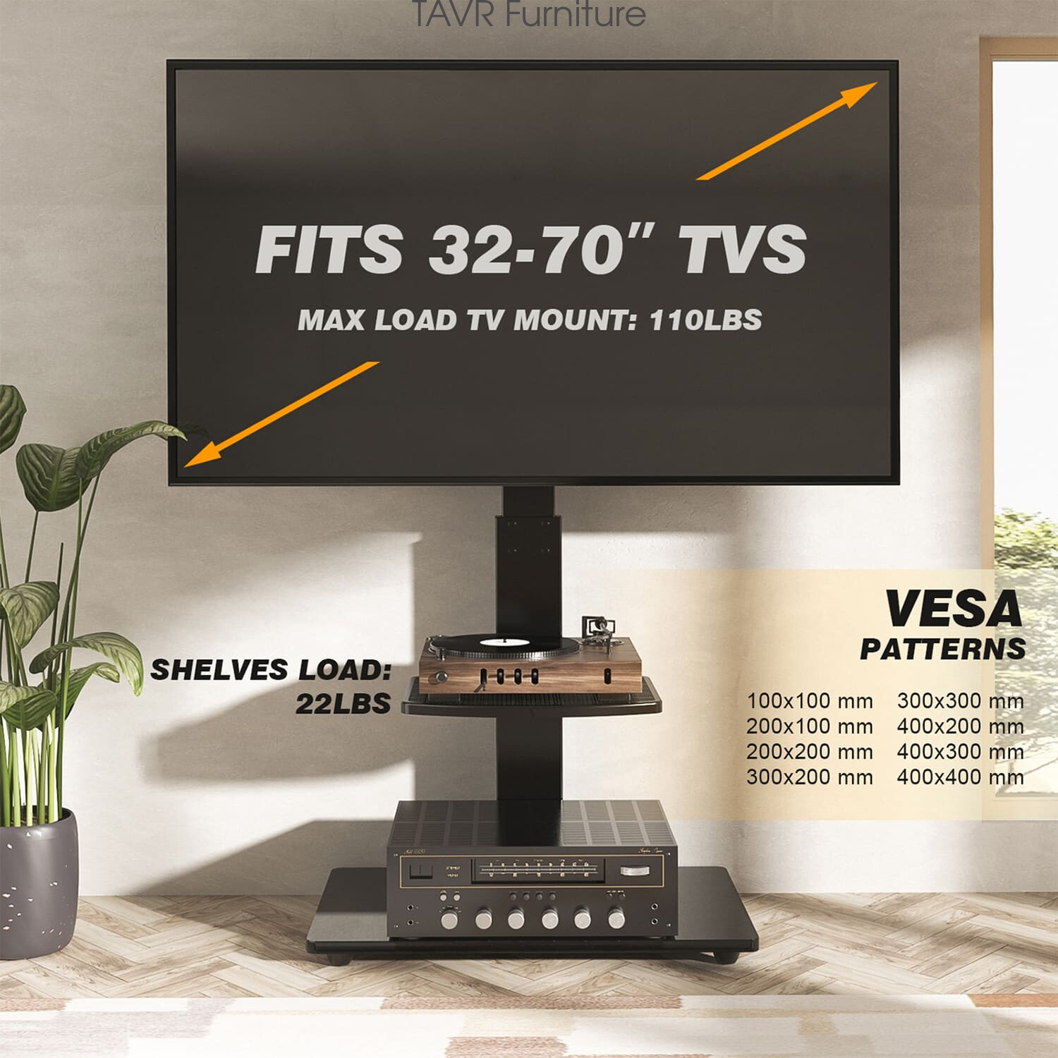 Swivel Floor TV Stand with Mount Bedroom for 32-65 inch LCD LED OLED TV