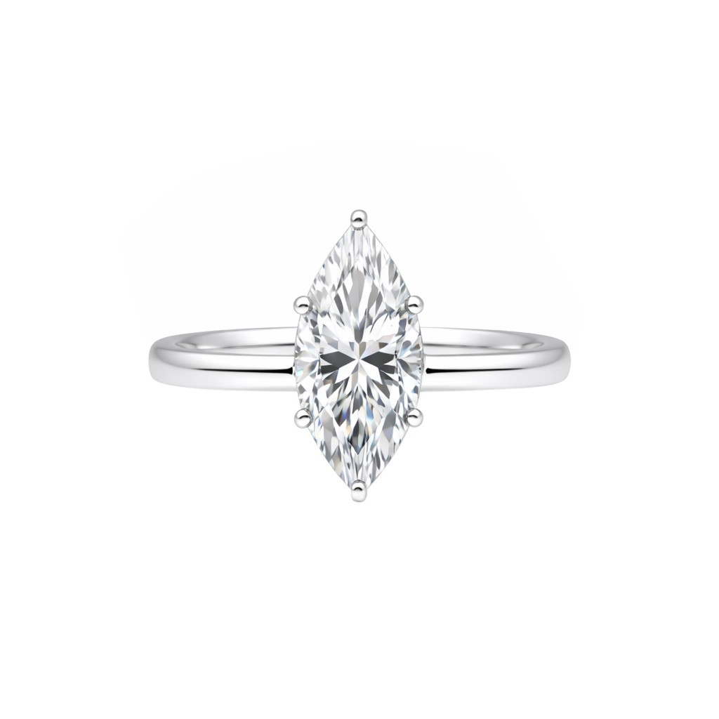 1.51 Cts Certified Marquise Cut White Diamond Ring In 14k White Gold
