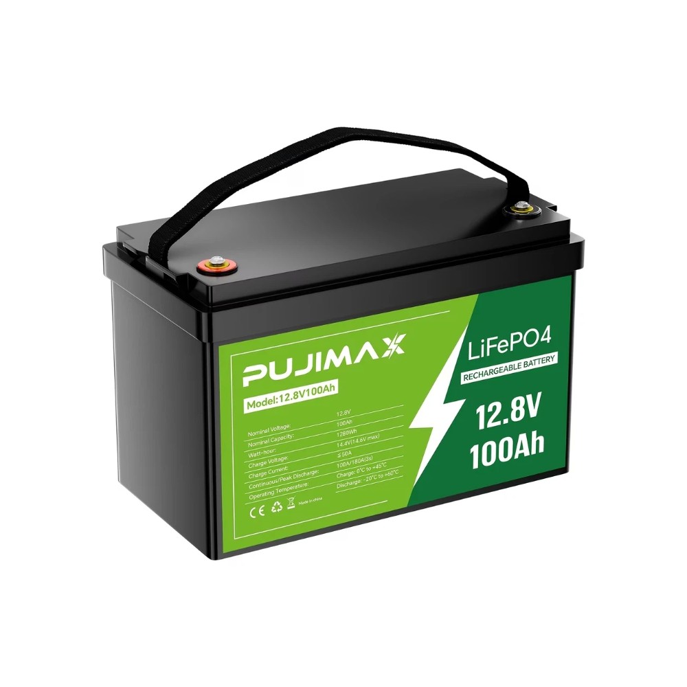12V 100Ah LiFePO4 Lithium Battery Cycle Deep Built-in BMS for Solar RV Off-grid