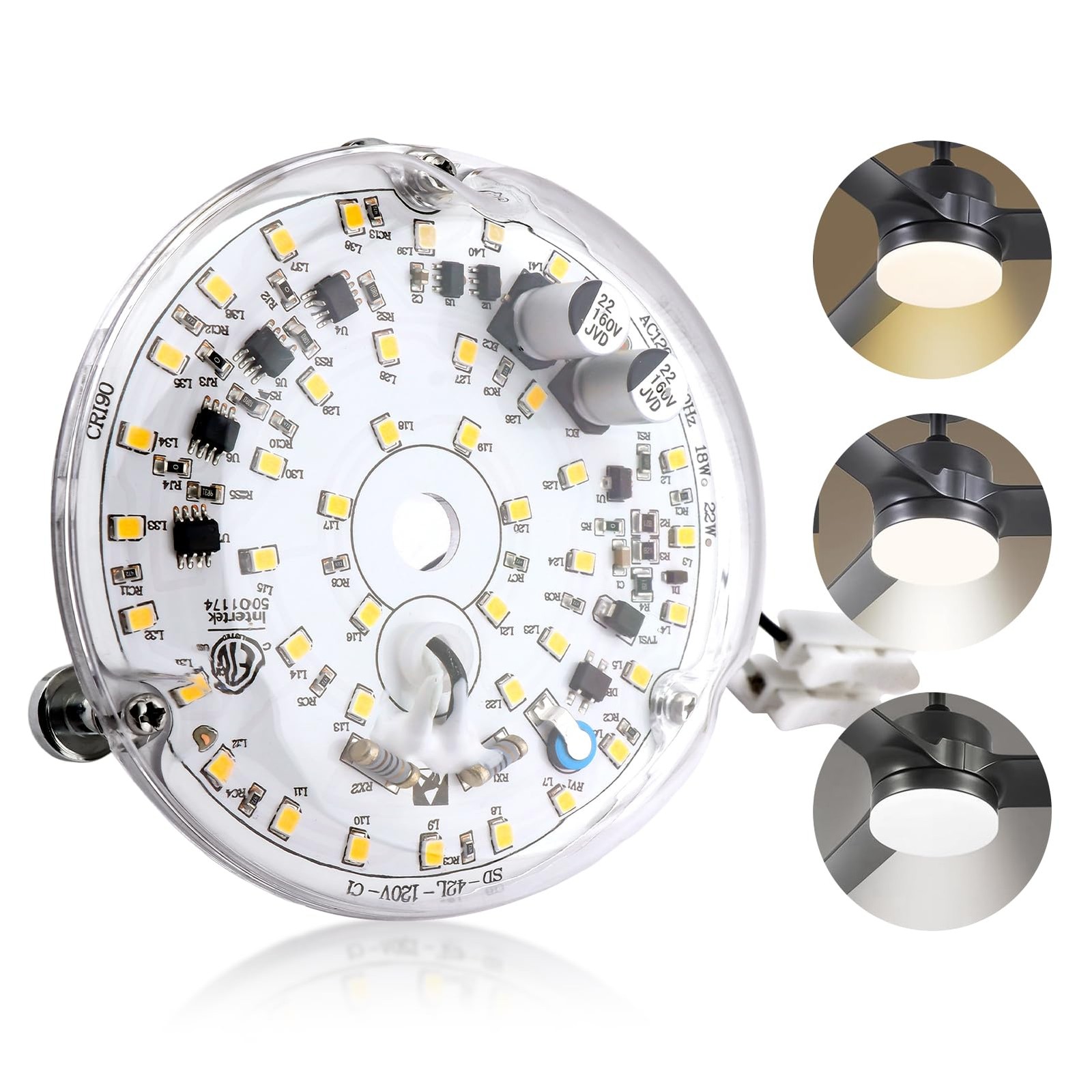 4 Inch Ceiling Fan LED Light Replacement 6000K, 18W LED Retrofit Kit