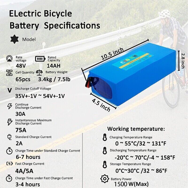 36V 48V 8AH/14AH/16AH/20AH Battery for 200W-1500W Ebike Electric Bicycle Bike