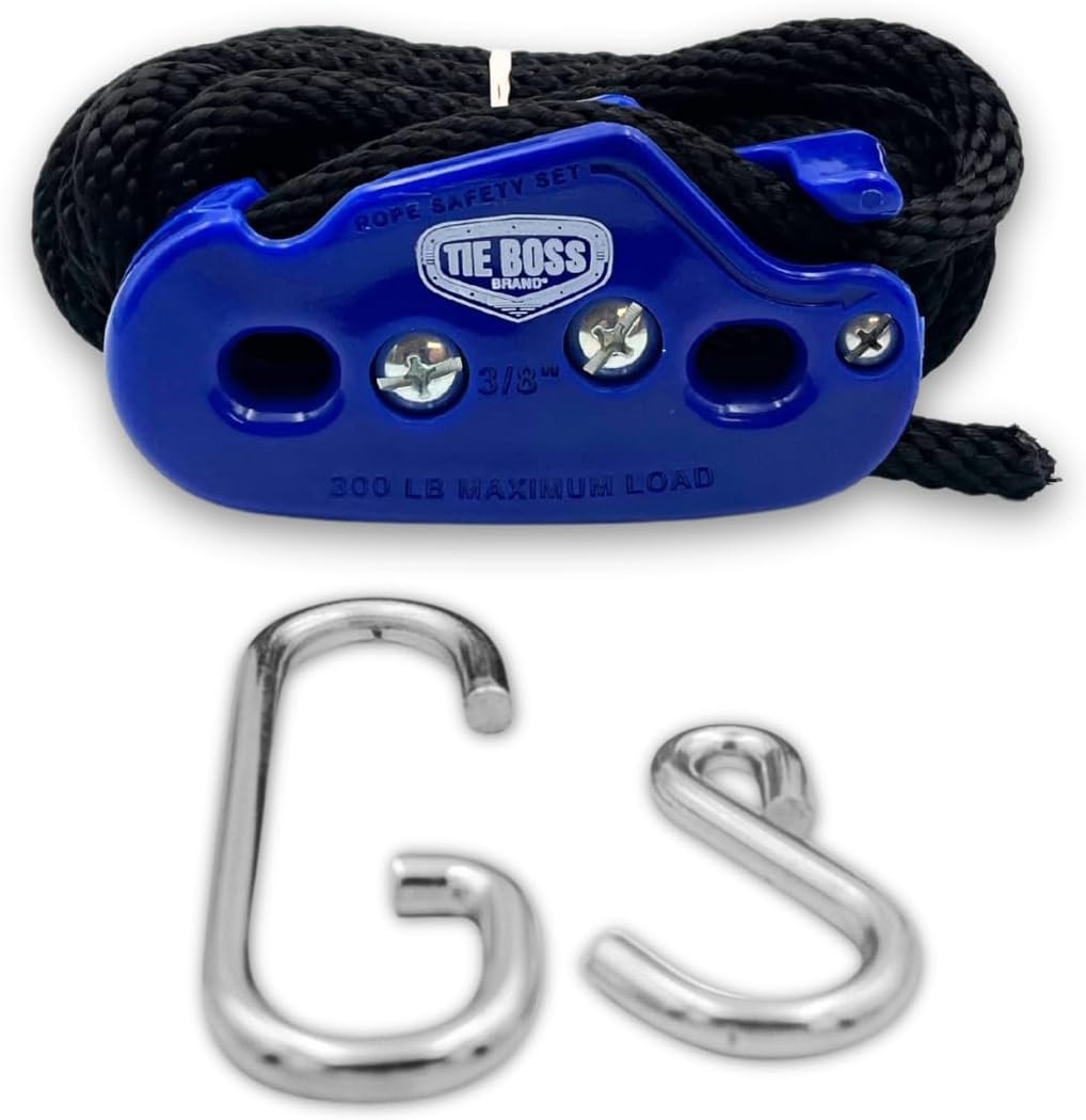 Heavy Duty Tie Down System 300 lbs Limit with 15 ft Rope Blue