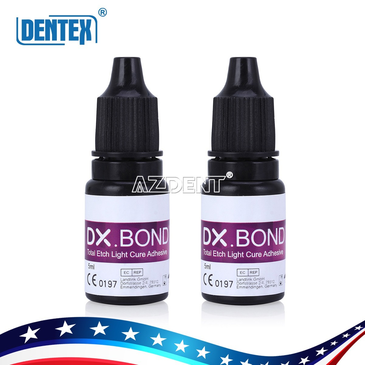 2X DENTEX Dental Light Cure Dentin Enamel Bonding Resin Adhesive ONE STEP 5 ML