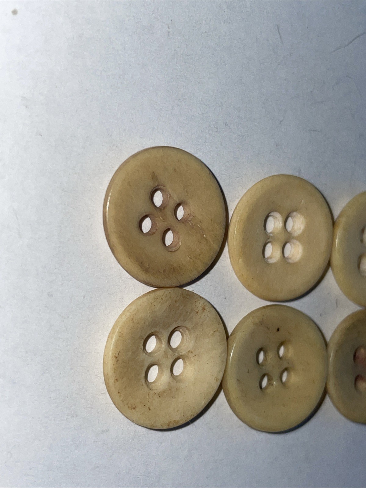 Set Of 6 bone civil war reenactment 4 hole Scooped Front buttons Approx 11/16”
