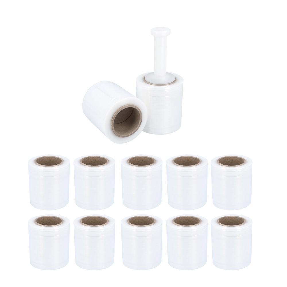 12 Rolls (45 Gauge) 5"x1000' Clear Cast Film Stretch Wrap + One Plastic Handle