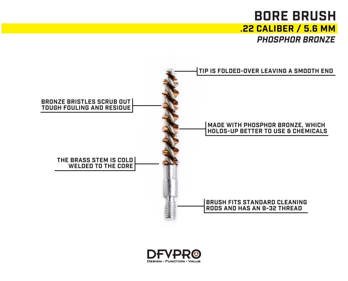 10 Pack- .22 Cal Phosphor Bronze Bore Brushes for Gun Cleaning and Maintenance
