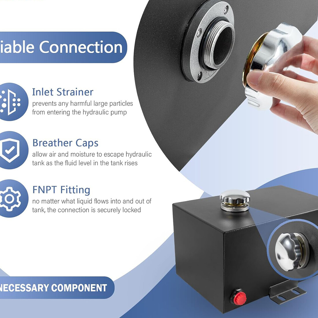 5 Gallon 14 Gauge Steel Hydraulic Fluid Reservoir Tank 1.5" Inlet 0.75" Outlet