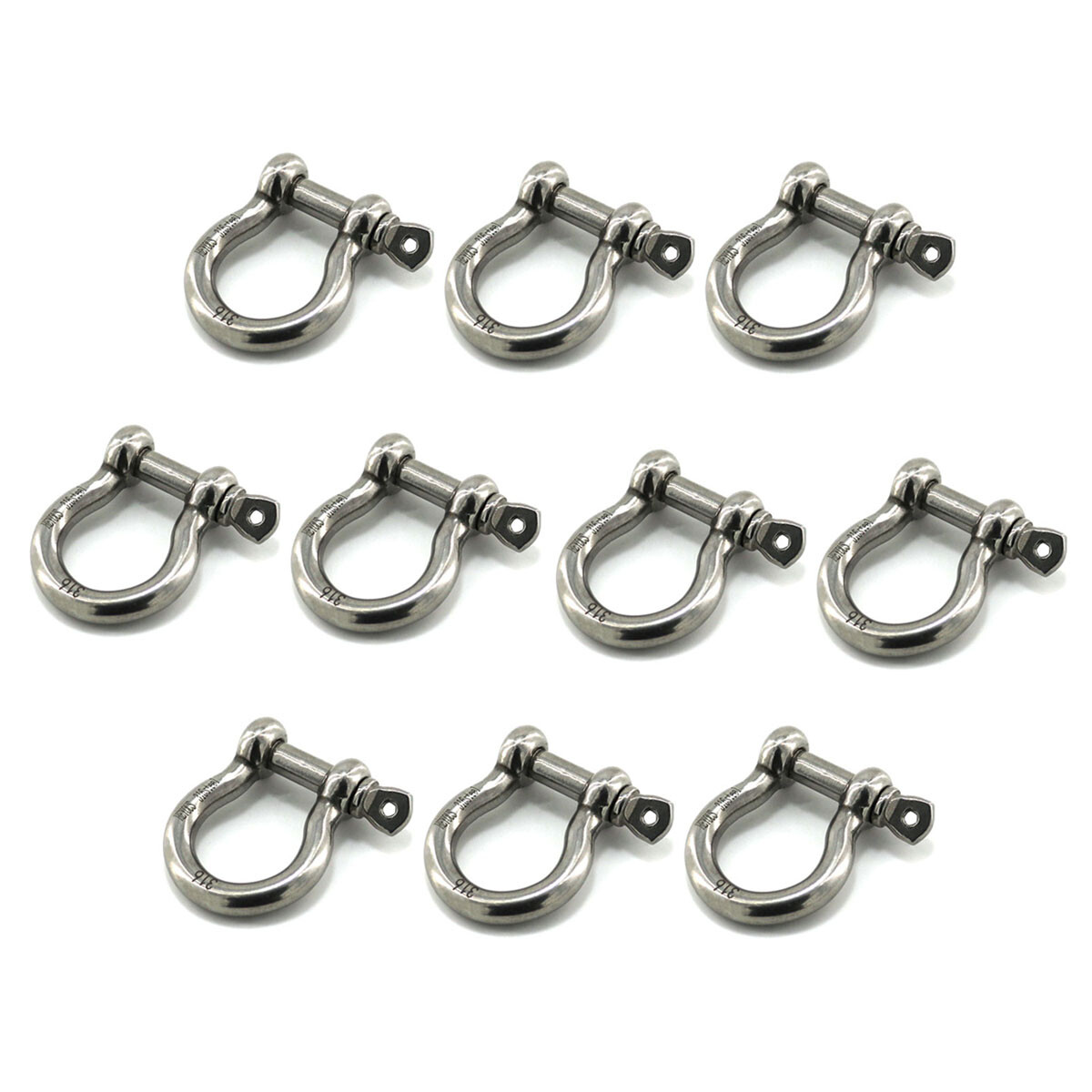 10 Pack 1/5" Stainless Steel Mini Shackle D Rings, New
