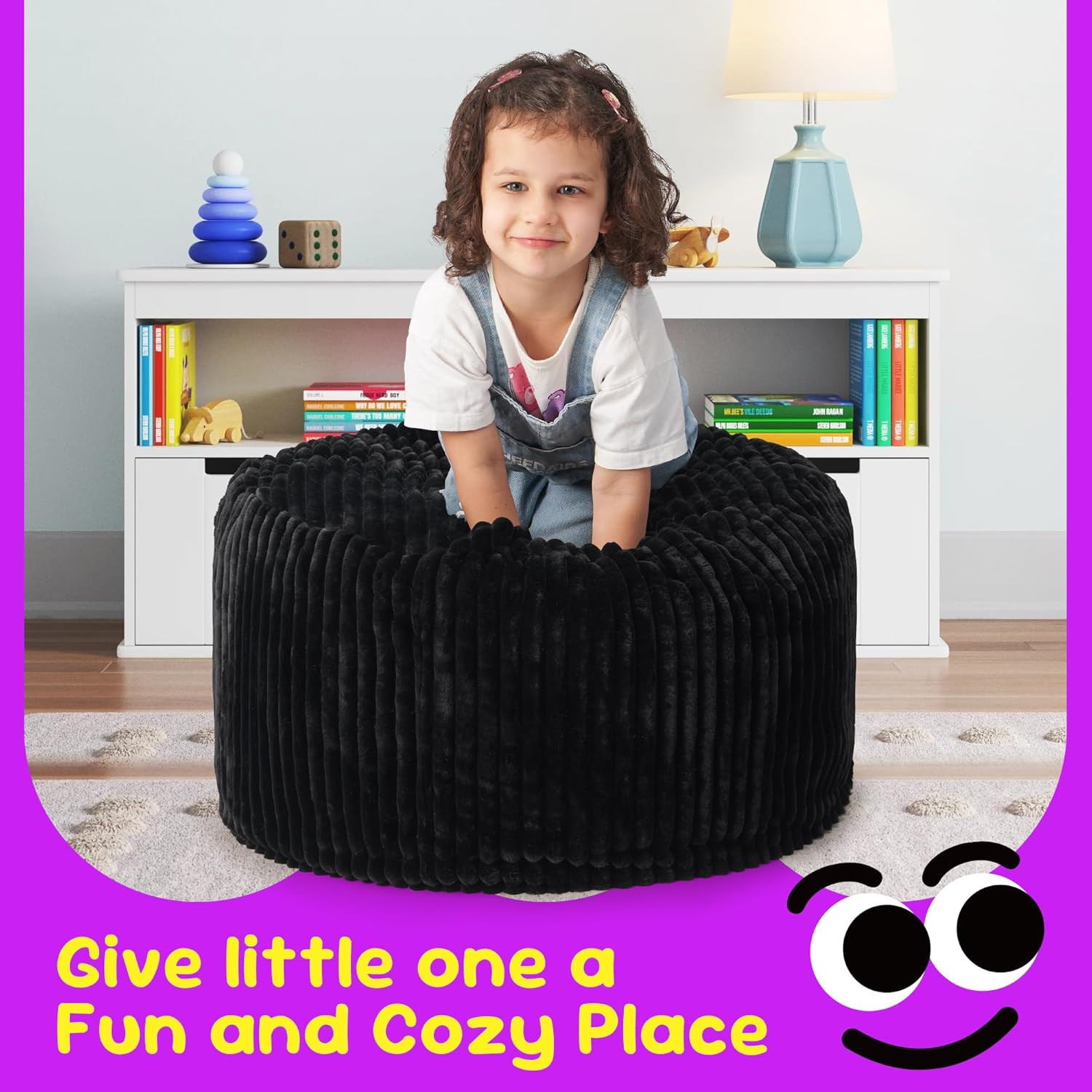 Hobestluk Bean Bag Chairs 2.5FT Bean Bag Chair with Memory Foam Filled & Stripe